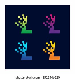 Letter L Pixel Technology Logo Design Vector Icon