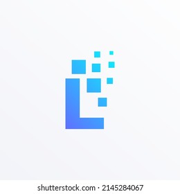 Letter L with pixel technology logo design