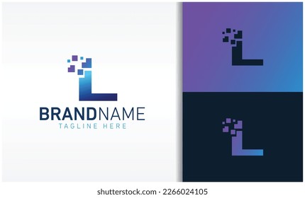 vector de logotipo de píxeles L de letra