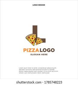 Letter L pizza logo design concept, isolated on white background.