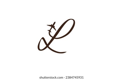 letter L with plane and airline logo vector template. Suitable for travel label, tourism, journey posters, flight company advertising, airways identity, and tech transportation