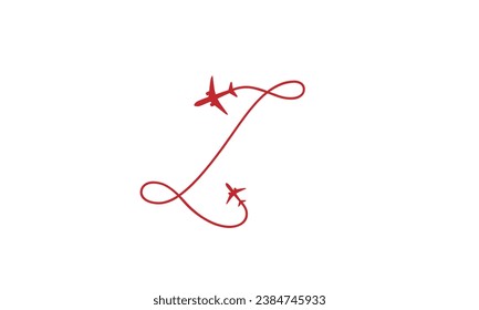 letter L with plane and airline logo vector template. Suitable for travel label, tourism, journey posters, flight company advertising, airways identity, and tech transportation