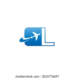 Letter L with plane logo icon design vector illustration