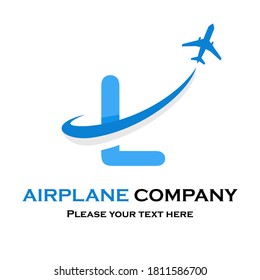 Letter l with plane vector logo. Suitable for travel,transportation, agency, brand, corporate etc