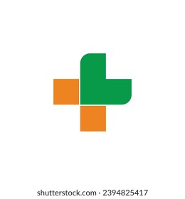 letter l plus medical geometric logo vector 