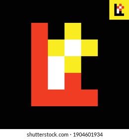 Letter L and Plus sign monogram logo design in Cubism Gestalt art style. Vector logo in Eps 8.