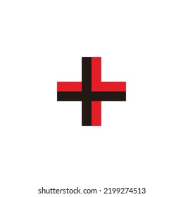 Letter L plus, square, geometric symbol simple logo vector