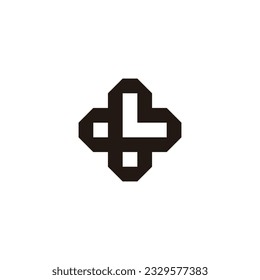 Letter L plus, square outline geometric symbol simple logo vector