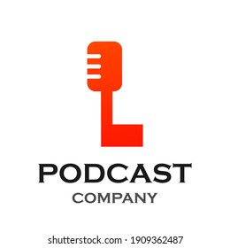 Letter l with podcast logo template illustration. suitable for podcasting, internet, brand, musical, digital, entertainment, studio etc