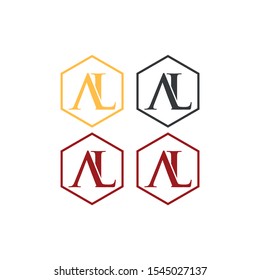 letter A and L in polygon logo SET vector