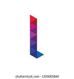 Letter L Polygon Style Geometric Alphabet Font Logo Vector Illustration 