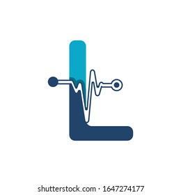 Letter L with Pulse Logo Vector Element Symbol Template