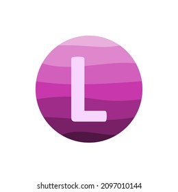 letra l con plantilla de diseño de vector de gradiente de círculo púrpura en fondo blanco.