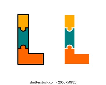 Letter l with puzzle design logo template illustration
