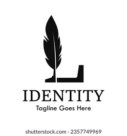 letter l with quill feather design template illustration. suitable for education, lawyer, learning brand, publishing related business.
