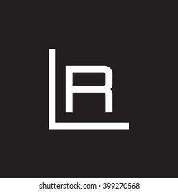 letter L and R monogram logo white black background