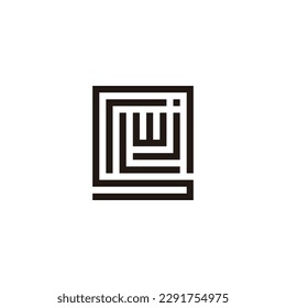 Letter L, r, S, w and j square lines geometric symbol simple logo vector