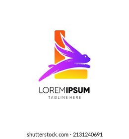 Letter L Rabbit Logo Design Vector Icon Graphic Illustration