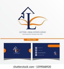 Letter L Real Estate Equipment Simple and Minimalist Logo Template on White Background for Construction and Property Concept Logo Ideas with a Pack of Business Card Application 