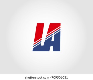 Letter L and A red and blue combination logo