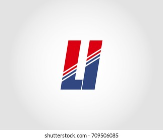 Letter L and I red and blue combination logo