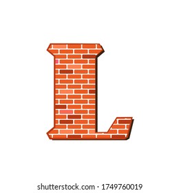 Buchstabe L aus roter Ziegelmauerstruktur auf weißem Hintergrund.