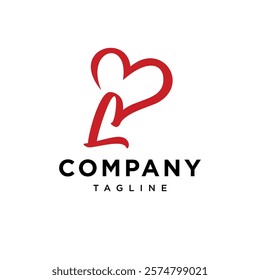 Letter L Red Love Logo Icon Vector