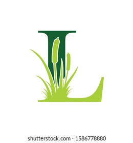 Letter L with Reeds Grass Logo Vector 001