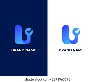 Letter L with right arrow management modern logo design template