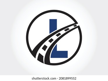 Letter L with road logo sign Design Vector Template. The creative design concept for highway maintenance and construction.
