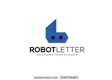 letter L robot vector template logo design