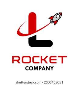 Letter l with rocket logo vector design illustration. Suitable for app icon, technology, education, corporate identity.