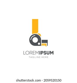 Letra L medidor de rollo o medidor de diseño de logotipo de cinta Icono gráfico Emblema plantilla de fondo de ilustración