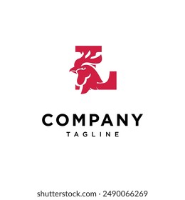 Letter L Rooster Head Logo Icon Vector