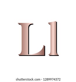 Letter L Rose Gold Stock Vector 