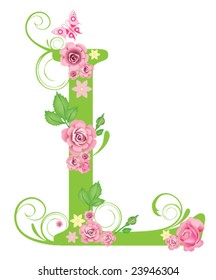 Letter L with roses for design