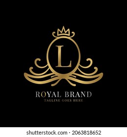 letter L royal crest vector logo design for vintage brand and beauty care initial