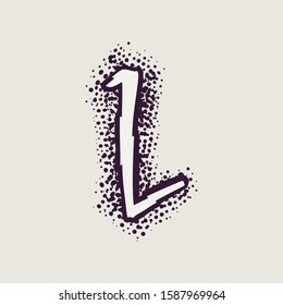 Letter L rune logo on the dots background. Nordic occult symbol for identity, package, book, diploma, etc.
