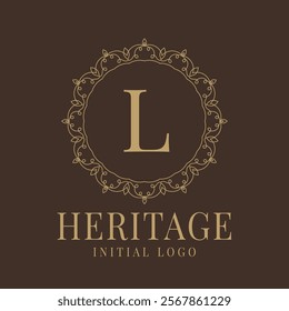 Letter L rustic heritage circular delicate initial logo