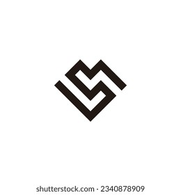Letter L and S heart, square geometric symbol simple logo vector