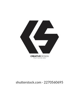Letter L S hexagon shape creative polygon logo