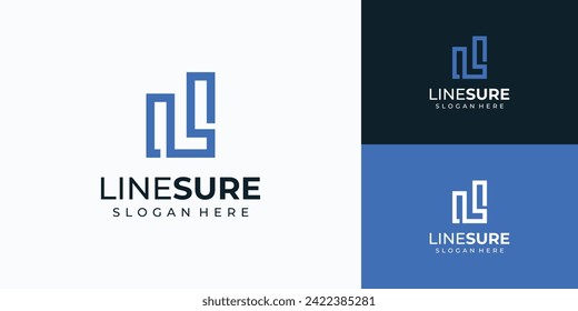 Letter L S initials line growth graph vector logo design.