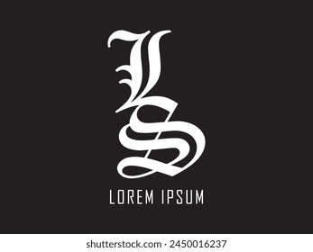 Letter L and S logo vector illustration. Creative logo for business, alphabet A-Z, premium logo, Can use for logo, infographic, banner, poster, web design. Isolated on black background. 