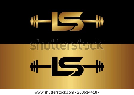 Letter L, S, LS OR SL Fitness Gym logo vector icon illustration with multiple background.