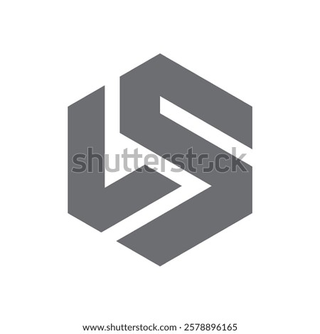 Letter L and S Monogram Logo. Hexagon shape logo letter L and S