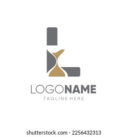 Letter L Sand Time Hourglass Logo Design Vector Icon Graphic Emblem Illustration