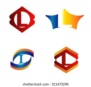 Letter L set Alphabetical Logo Design Concepts

