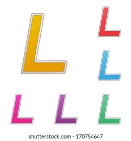 Letter L, set of colour variants, on a white background. Vector