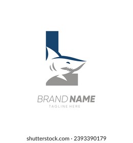 Letter L Shark Logo Design Vector Icon Graphic Emblem Illustration