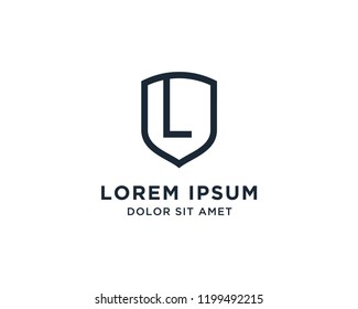 Letter L Shield Logo Line Vector Design